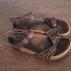 Birkenstock Bali Soft Footbed Oiled Leather Women's Sz 38 GUC